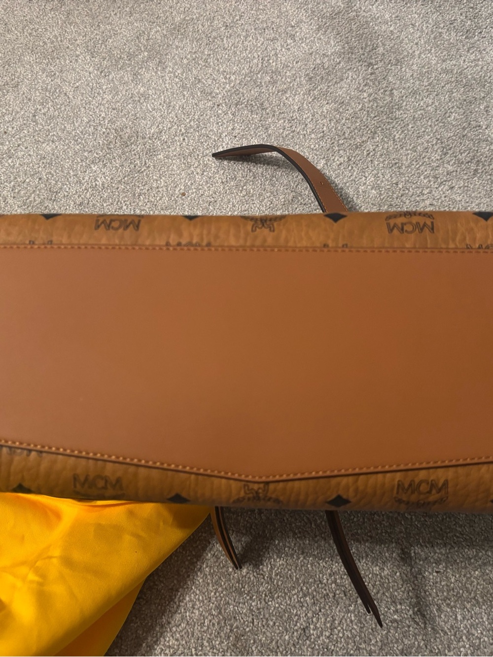 MCM Cognac Monogram Messenger Bag with Tan Leather Strap - Picture 5 of 6